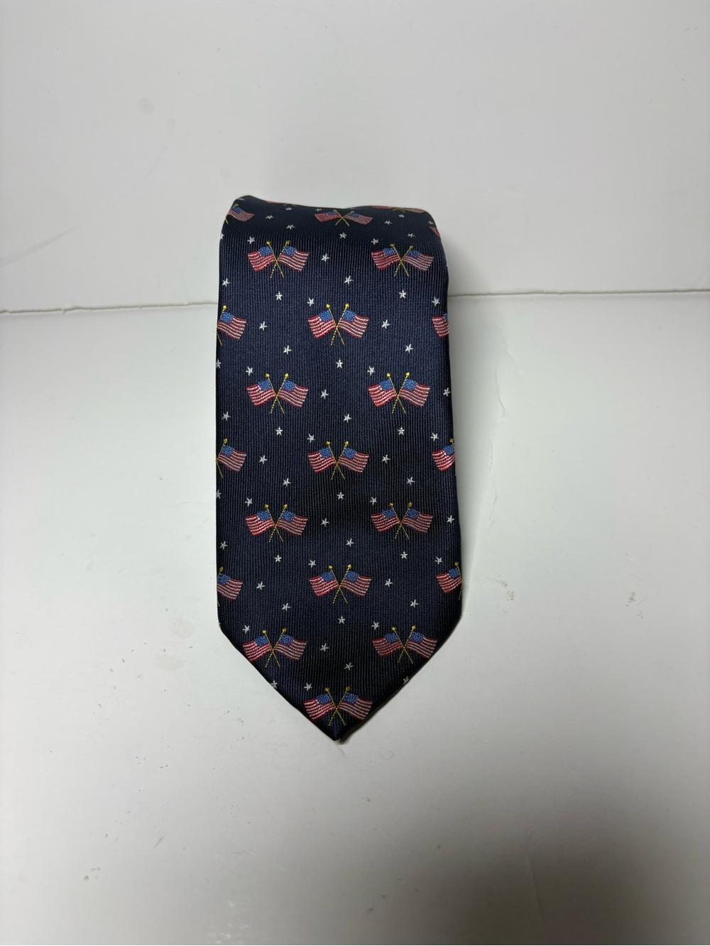 American Lifestyle Men's Navy Tie with American Flag Motif
